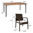 Pemberly Row 7PCS Patio Rattan Dining Set Table Top with Umbrella Hole White