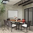 Pemberly Row 7PCS Patio Rattan Dining Set Table Top with Umbrella Hole White