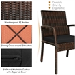 Pemberly Row 7PCS Patio Rattan Dining Set Table Top with Umbrella Hole Black