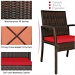 Pemberly Row 7PCS Patio Rattan Dining Set Table Top with Umbrella Hole Red