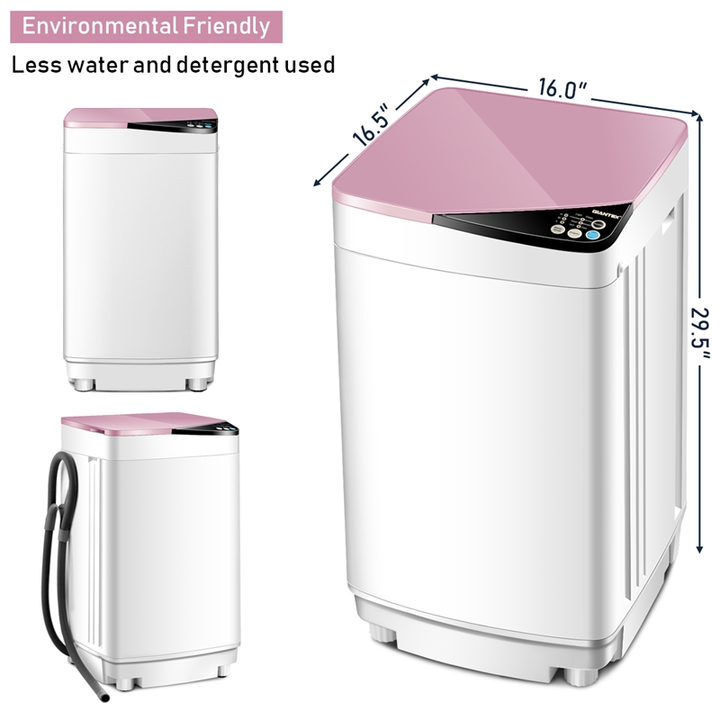 Pemberly Row Full Automatic Washing Machine 7.7 lbs Washer/Spinner UV Light Pink