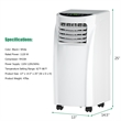 Pemberly Row Portable Air Conditioner 5500 BTU Dehumidifier White