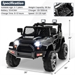 Pemberly Row 12V Kids Ride On Truck Car Electric Vehicle Remote Black