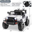 Pemberly Row 12V Kids Ride On Truck Car Electric Vehicle Remote White