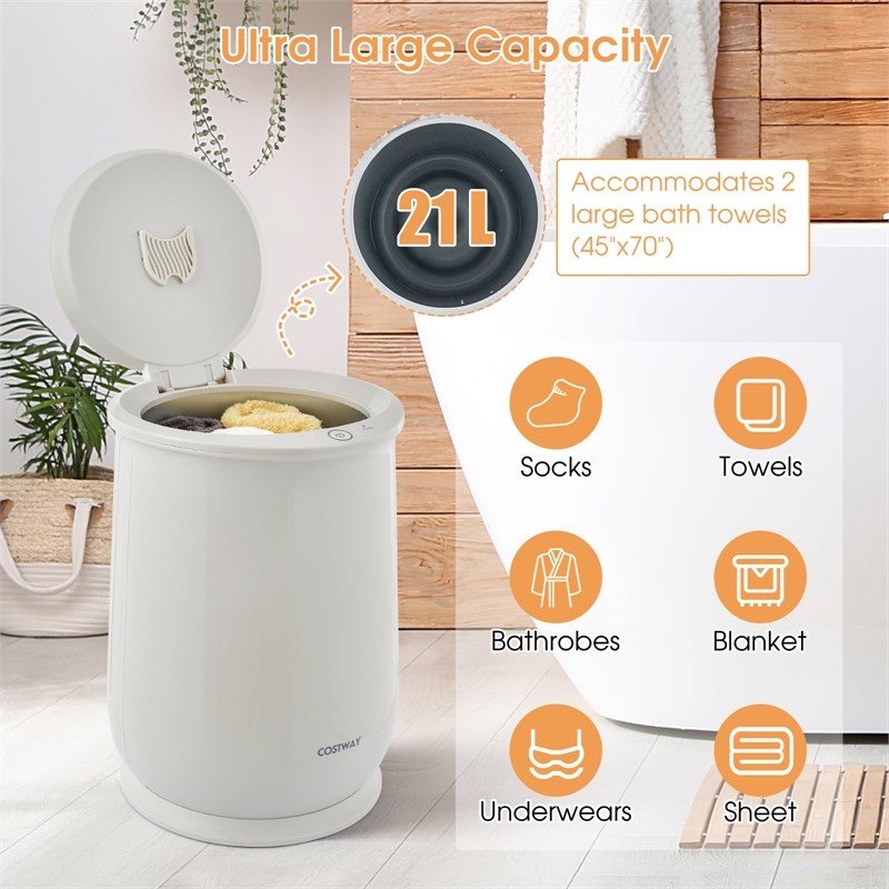 Pemberly Row 21L Large Capacity Towel Warmer Fragrance Holder Gray