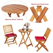 Pemberly Row 3PCS Patio Folding Bistro Set Cushioned Chair Conversation Red