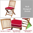 Pemberly Row 3PCS Patio Folding Bistro Set Cushioned Chair Conversation Red