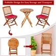 Pemberly Row 3PCS Patio Folding Bistro Set Cushioned Chair Conversation Red