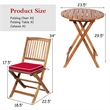 Pemberly Row 3PCS Patio Folding Bistro Set Cushioned Chair Conversation Red