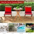 Pemberly Row 3PCS Patio Folding Bistro Set Cushioned Chair Conversation Red