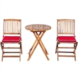 Pemberly Row 3PCS Patio Folding Bistro Set Cushioned Chair Conversation Red