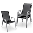 Pemberly Row Set of 4 Patio Dining Chairs Stackable Armrest in Black