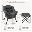 Pemberly Row Sofa Chair Accent Leisure Armchair with Folding Footrest Gray