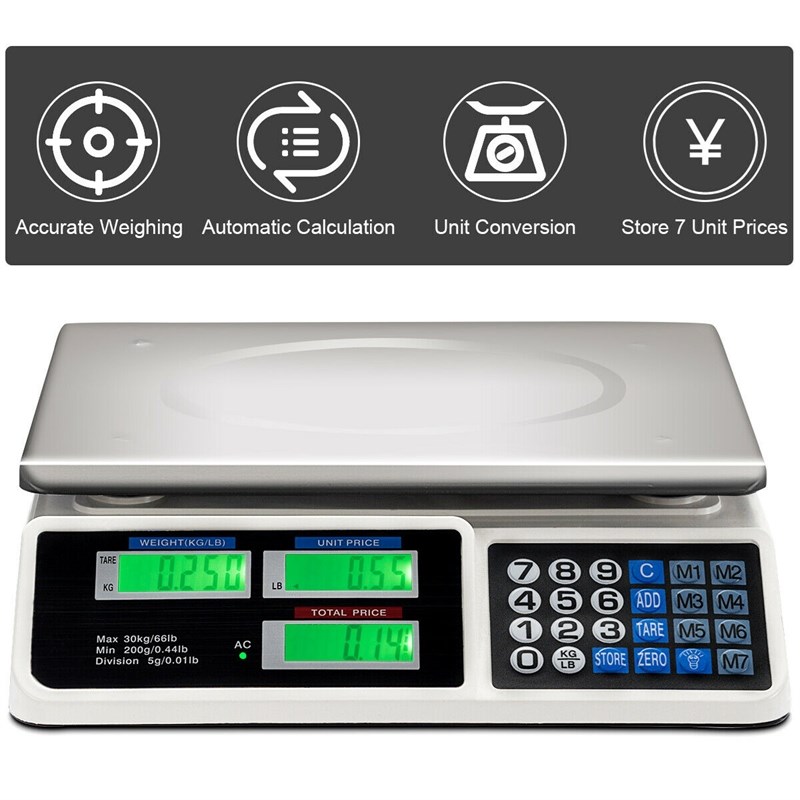 Pemberly Row Digital Weight Scale Price Computing Retail Count Food Meat Scales