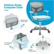Pemberly Row Kids Height Children Study Chair w/Auto Brake Casters Blue
