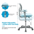 Pemberly Row Kids Height Children Study Chair w/Auto Brake Casters Blue