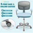 Pemberly Row Kids Height Children Study Chair w/Auto Brake Casters Blue