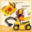 Pemberly Row Electric Kids Ride On Excavator Pretend Play Toy w/Basketball Hoop