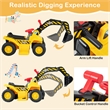 Pemberly Row Electric Kids Ride On Excavator Pretend Play Toy w/Basketball Hoop