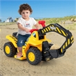 Pemberly Row Electric Kids Ride On Excavator Pretend Play Toy w/Basketball Hoop