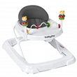 Pemberly Row Walker Adjustable Height Removable Toy Wheels Folding Portable Gray