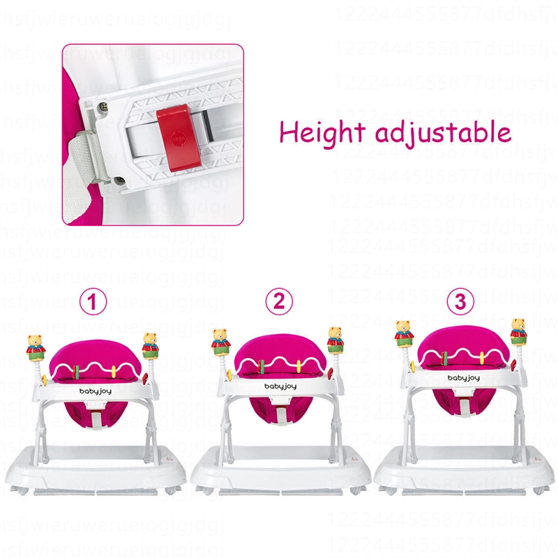 Pemberley Row Pink Folding Baby Walker Adjustable Height Removable Toys