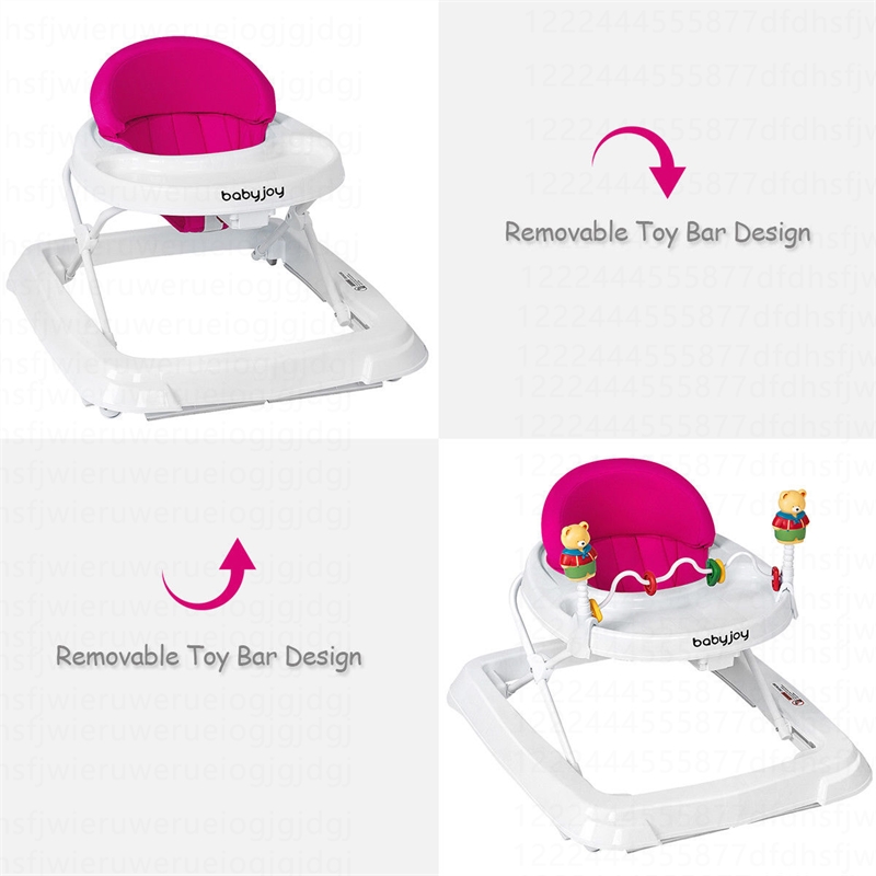 Pemberley Row Pink Folding Baby Walker Adjustable Height Removable Toys