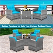 Pemberly Row 3PCS Patio Furniture Bistro Set Sofas Side Table Armrest Turquoise