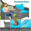 Pemberly Row 3PCS Patio Furniture Bistro Set Sofas Side Table Armrest Turquoise