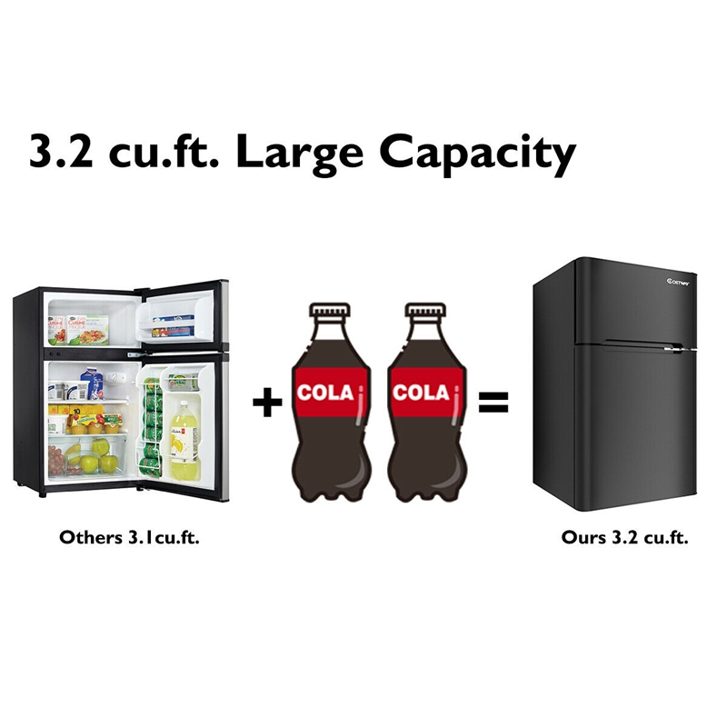 Pemberly Row Refrigerator Small Freezer Cooler Fridge Compact 3.2 cu ft. Unit