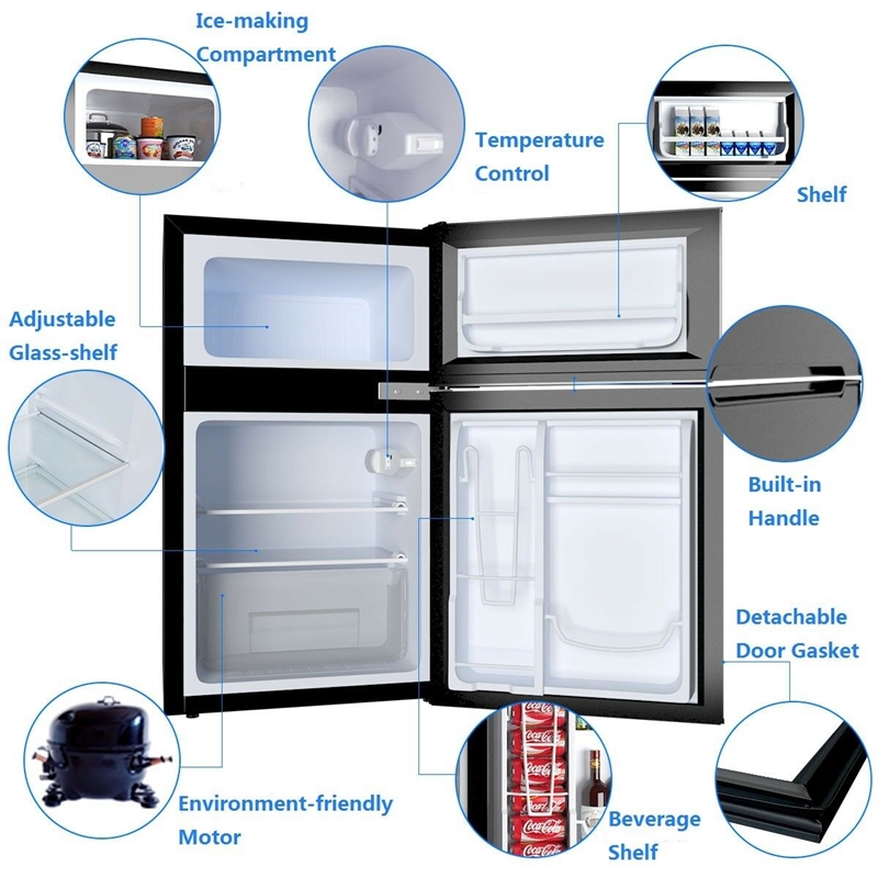 Pemberly Row Refrigerator Small Freezer Cooler Fridge Compact 3.2 cu ft. Unit