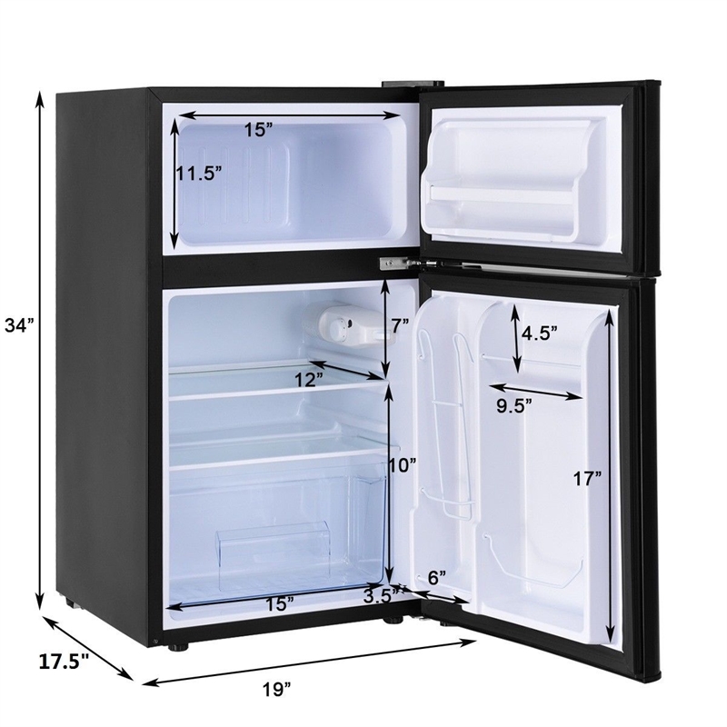Pemberly Row Refrigerator Small Freezer Cooler Fridge Compact 3.2 cu ft. Unit