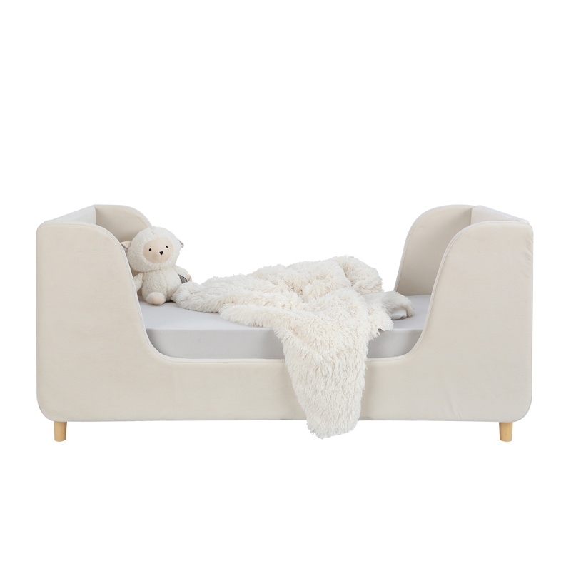 Pemberly Row Contemporary Low Profile Upholstered Toddler Bed