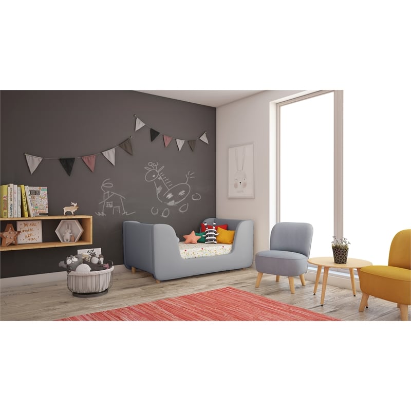 Pemberly Row Contemporary Low Profile Upholstered Toddler Bed