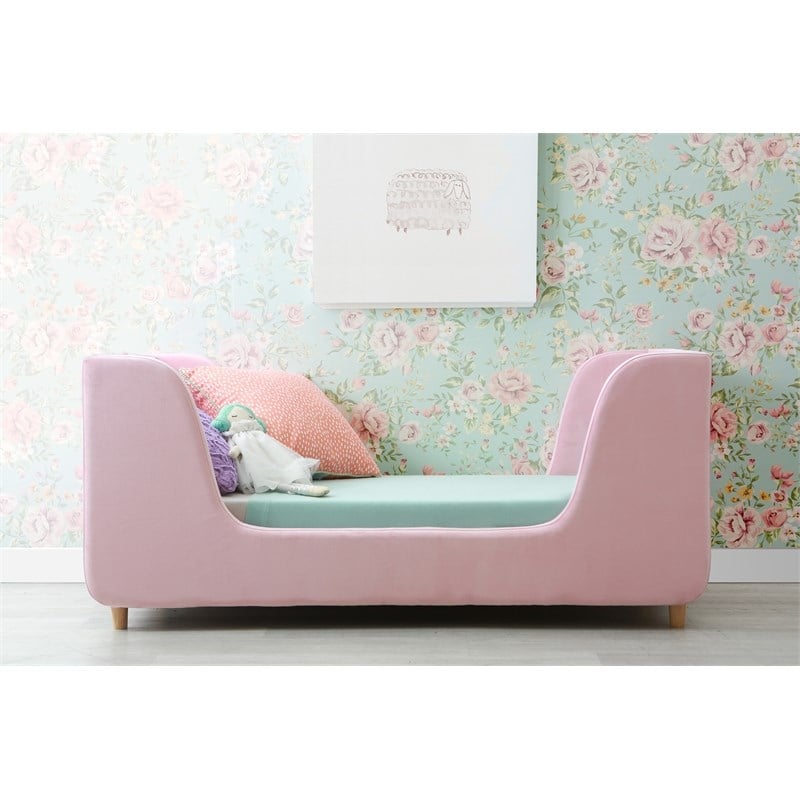 Pemberly Row Contemporary Low Profile Upholstered Toddler Bed