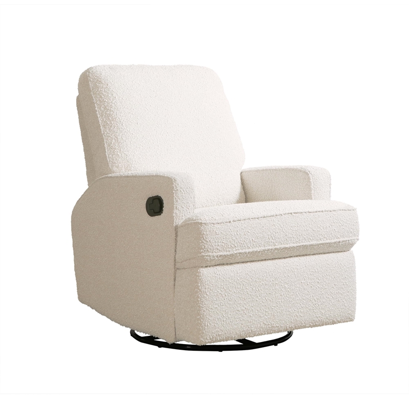 Pemberly Row Contemporary AMD Reclining Mechanism Boucle Swivel Recliner