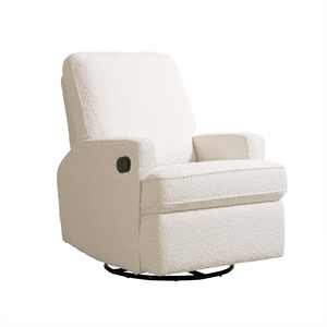Pemberly Row Contemporary AMD Reclining Mechanism Boucle Swivel Recliner