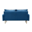 Pemberly Row Velvet Sofa Modern Couch with Metal Legs for Living Room-Blue