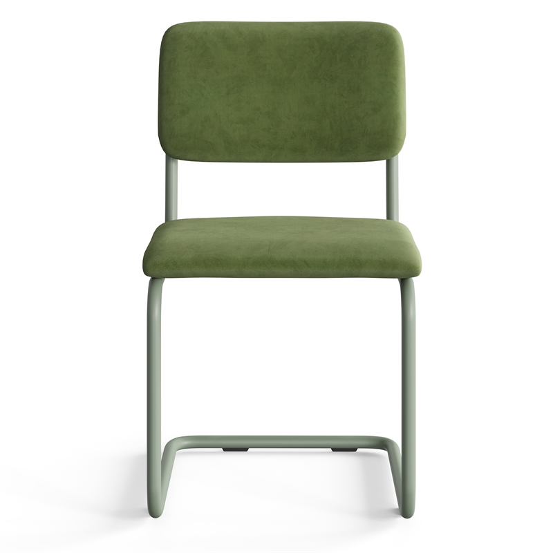Pemberly Row Contemporary Velvet Side Chair (Set of 2) in Forest