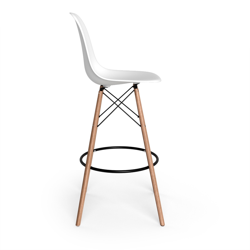Pemberly Row Contemporary Bar Height Stools (Set of 2) in White