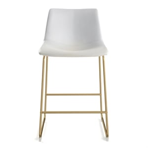 Pemberly Row Counter Height Stool with Gold Frame (Set of 2) in White