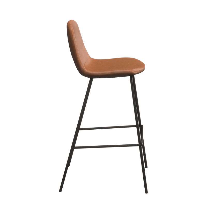 Pemberly Row Vegan Leather Counter Height Stools (Set of 2) in Brown