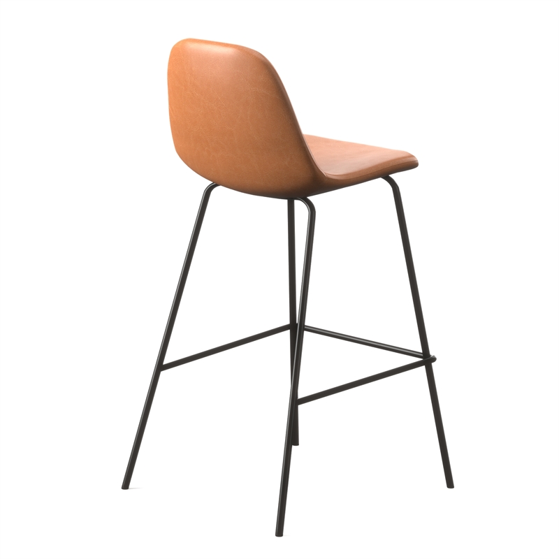 Pemberly Row Vegan Leather Counter Height Stools (Set of 2) in Brown