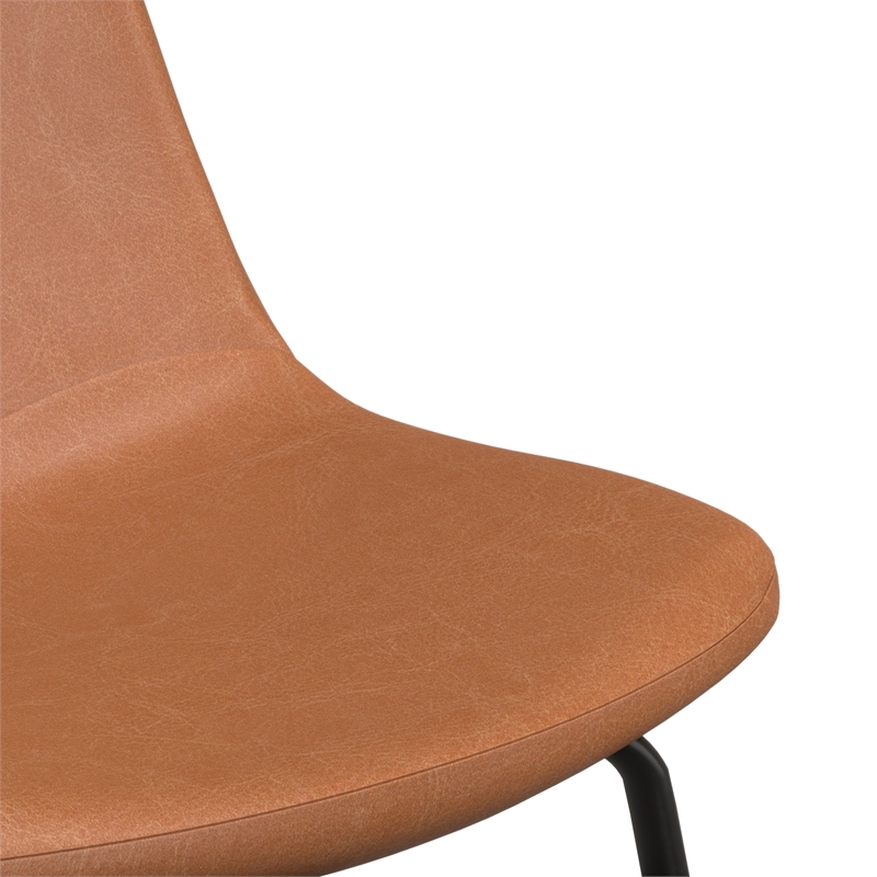 Pemberly Row Vegan Leather Counter Height Stools (Set of 2) in Brown