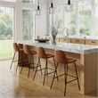 Pemberly Row Vegan Leather Counter Height Stools (Set of 2) in Brown