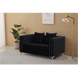 Pemberly Row Velvet Sofa Modern Loveseat with Button-Tufted & Metal Legs Black