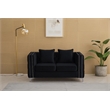 Pemberly Row Velvet Sofa Modern Loveseat with Button-Tufted & Metal Legs Black