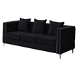 Pemberley Row Velvet Black Sofa Rectangular Button-Tufted 85