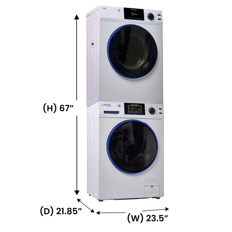 Pemberly Row ANTI CORROSION Stackable Compact Washer 1.6cf+Sensor Dryer