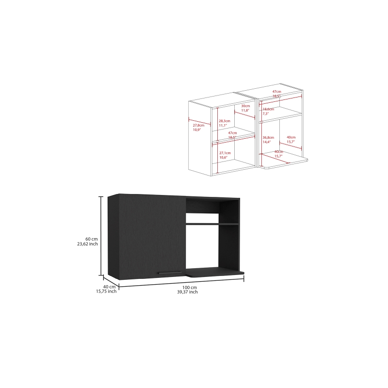 Pemberly Row Contemporary Wall Cabinet Engineered Wood Black